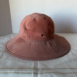 HELEN KAMINSKI Womens Wide Brim Suede Leather Hat Pink Logo Packable Designer M